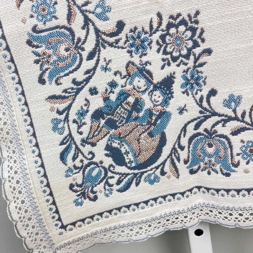 Kolf Austria Folklore Vintage Tapestry Table Runner Lace Trim 37x14